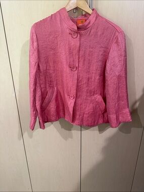 hearts of palm Pink Mandarin-Collar Three-Button Jacket